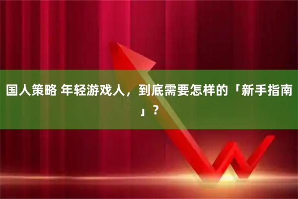 国人策略 年轻游戏人，到底需要怎样的「新手指南」？